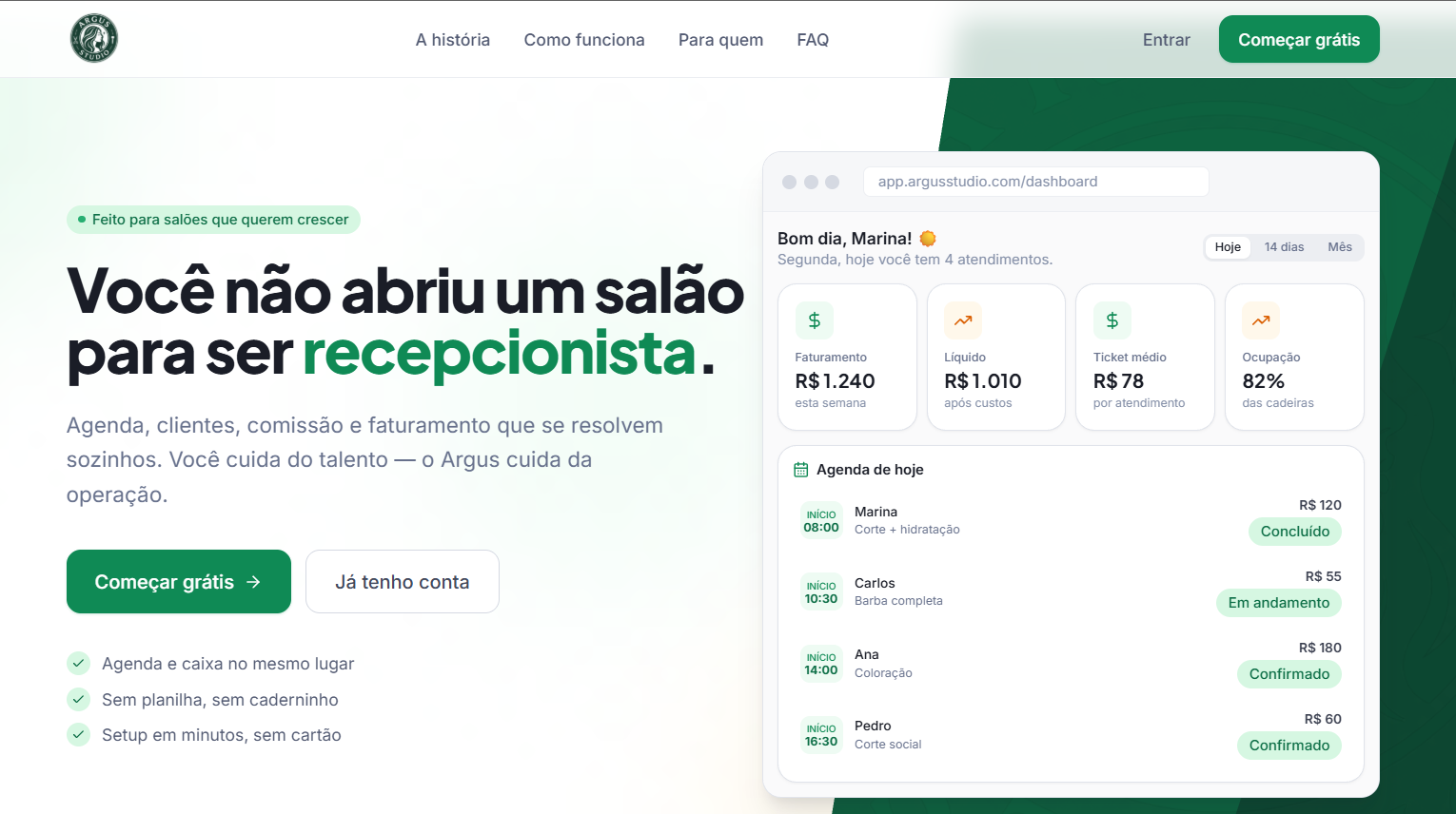 Argus Studio - Plataforma de gestão para salões